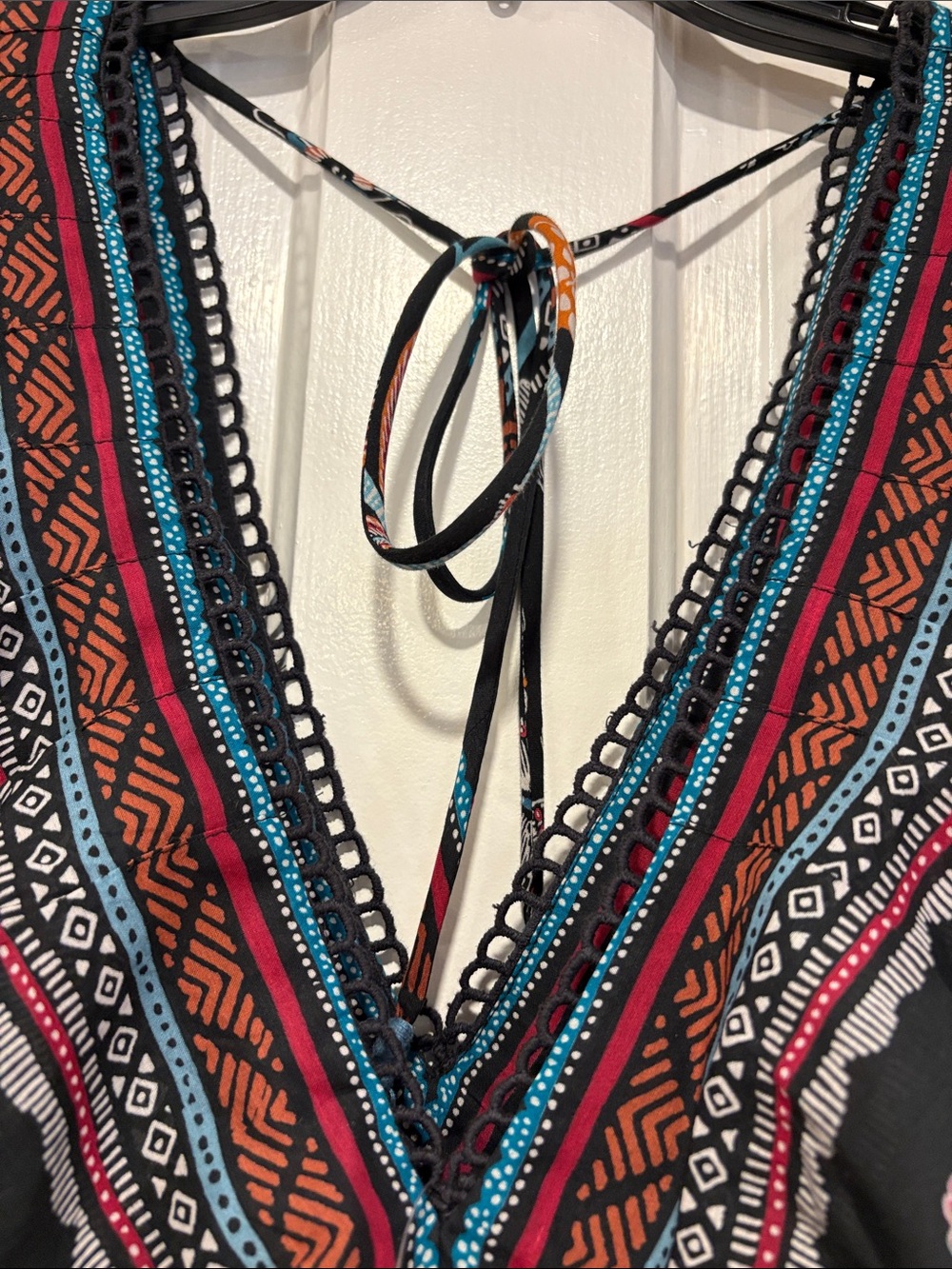 Anthropologie NWT XL Animal Print Boho Mini Dress Pockets Cheetah Birds Tassel - Picture 10 of 12